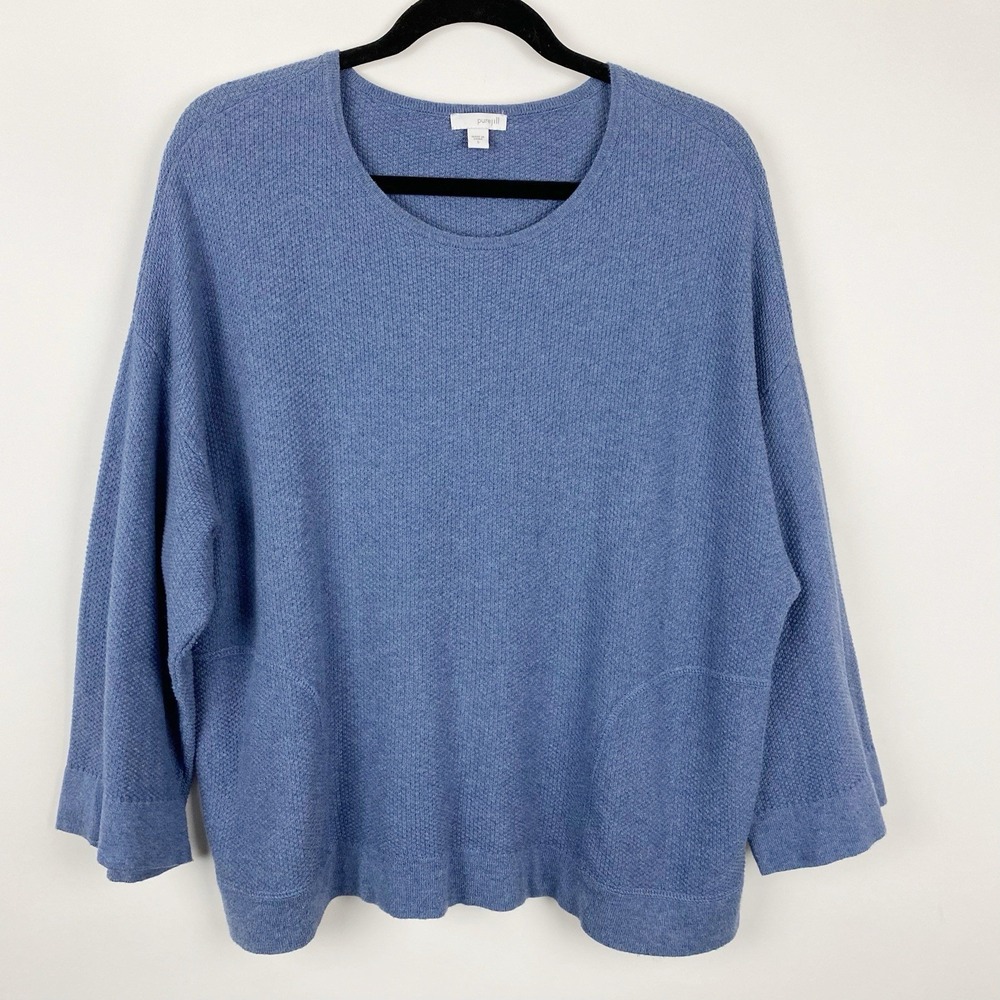 J.Jill Pure Jill Blue Textured Knit‎ Crew Neck Casual Sweater Women's Small